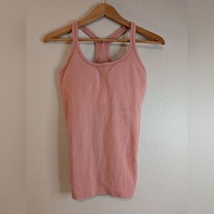 Women's Lululemon Rose Pink Ribbed Tank Top With Padded Support
